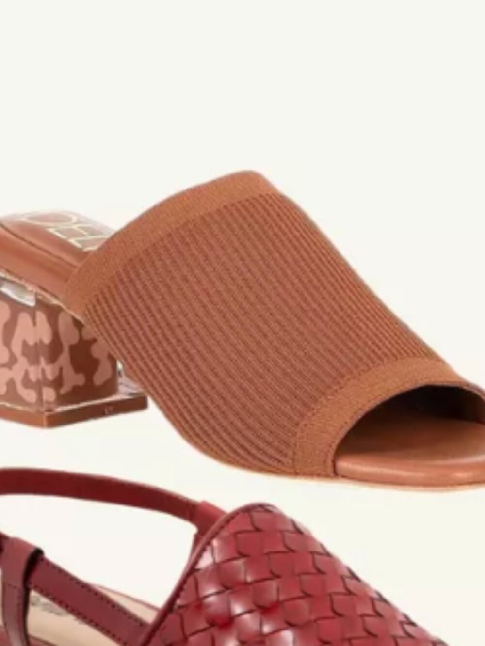 Deltan Brand Brown Knit Acrylic Block Heel Mules